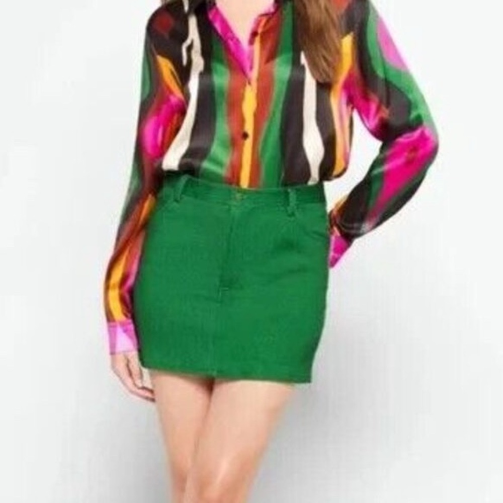 MeganlRenee Green denim mini skirt. NWOT